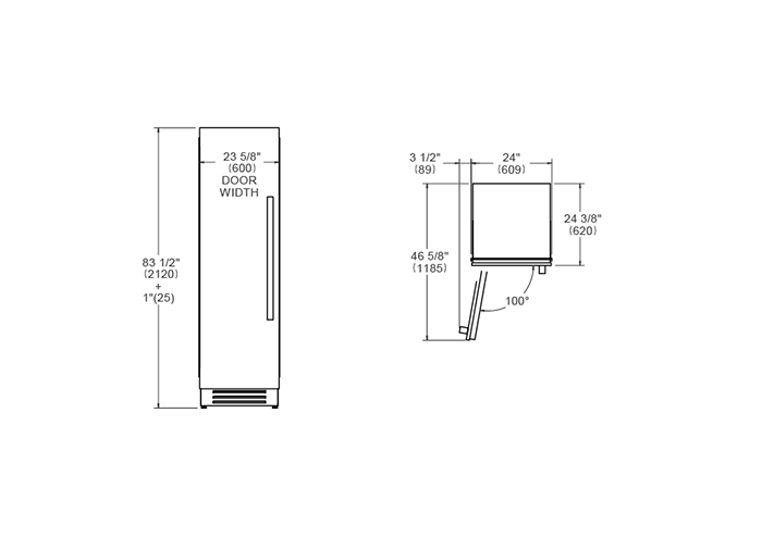 Coluna Congeladora de encastre 60 cm Aço Inoxidável